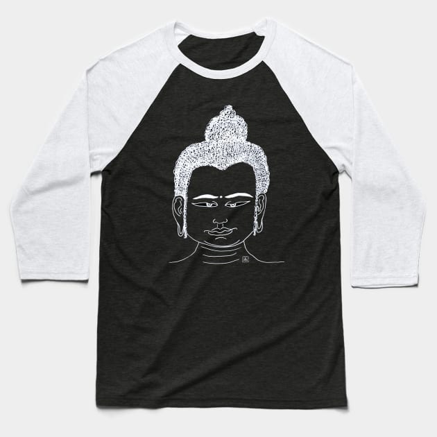 White Buddha head with the look Baseball T-Shirt by Pragonette